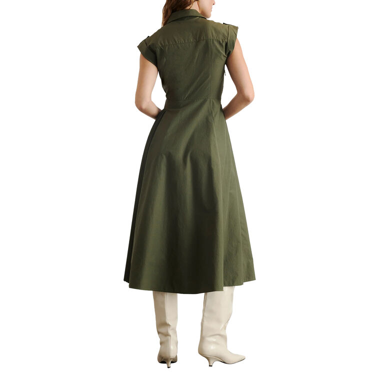 Shivonley Short Sleeve Side-Tie Pleated Midi Dress image number null