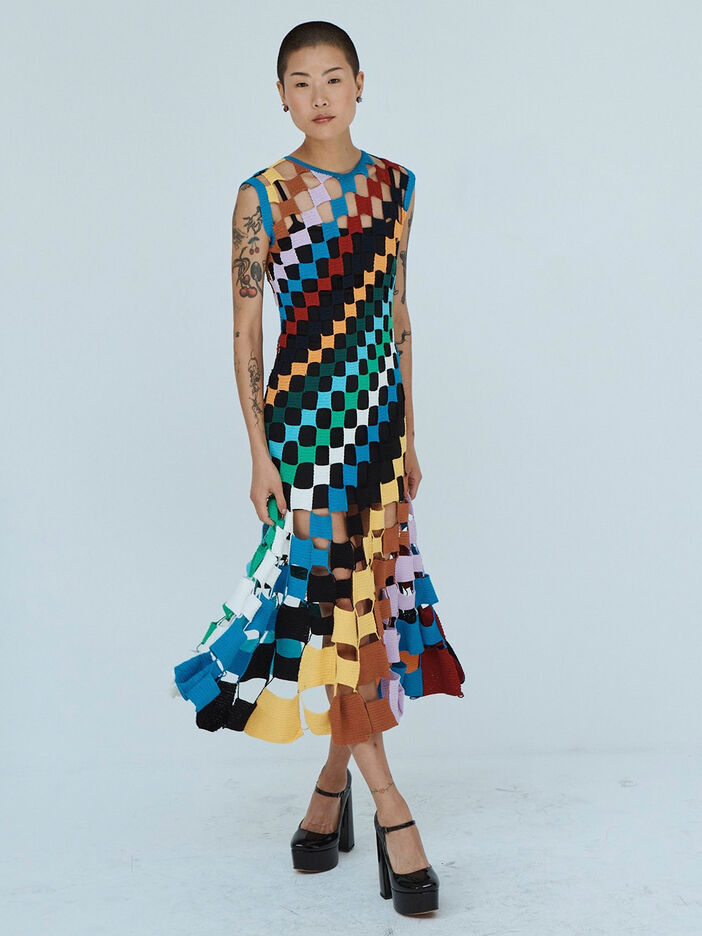 Multi Square Crochet Dress image number null