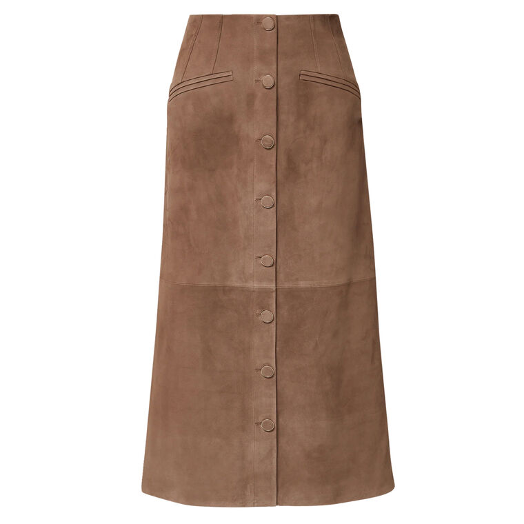 Callisian Suede Midi Skirt image number null