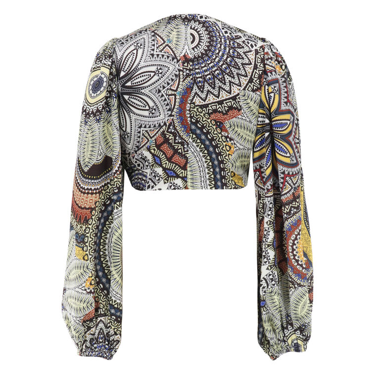 Colmar Long Sleeve Tie-Front Cropped Top image number null