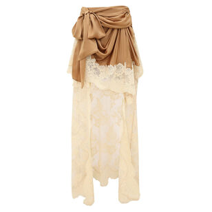 Hypnotic Satin Drape Lace Trim Maxi Skirt