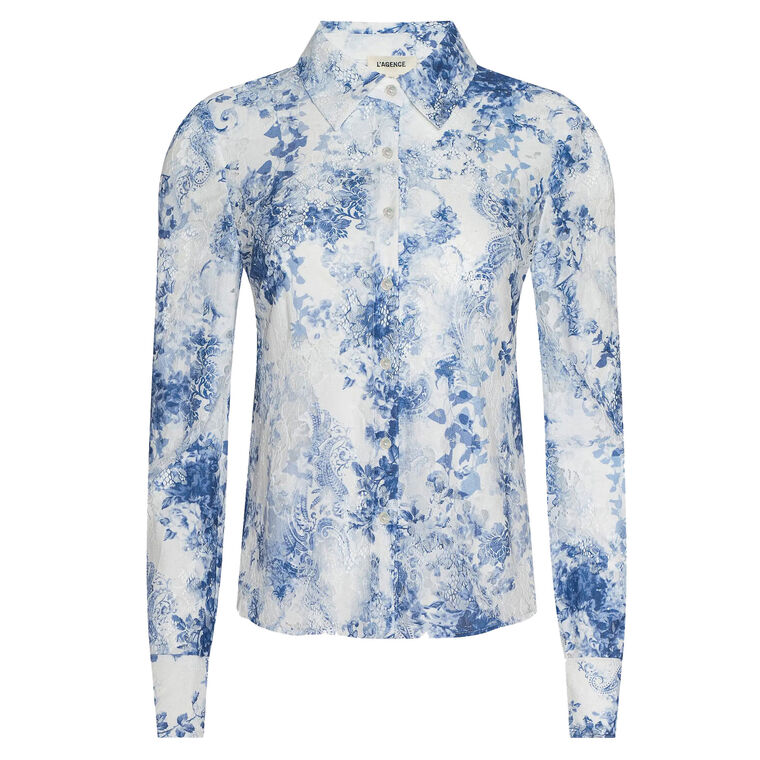 Maia Long Sleeve Lace Button Down Blouse image number null