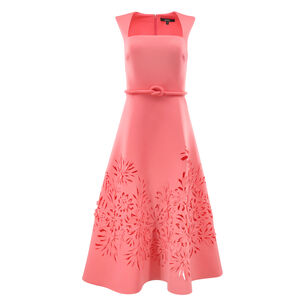 Square Neck Belted Midi Dress