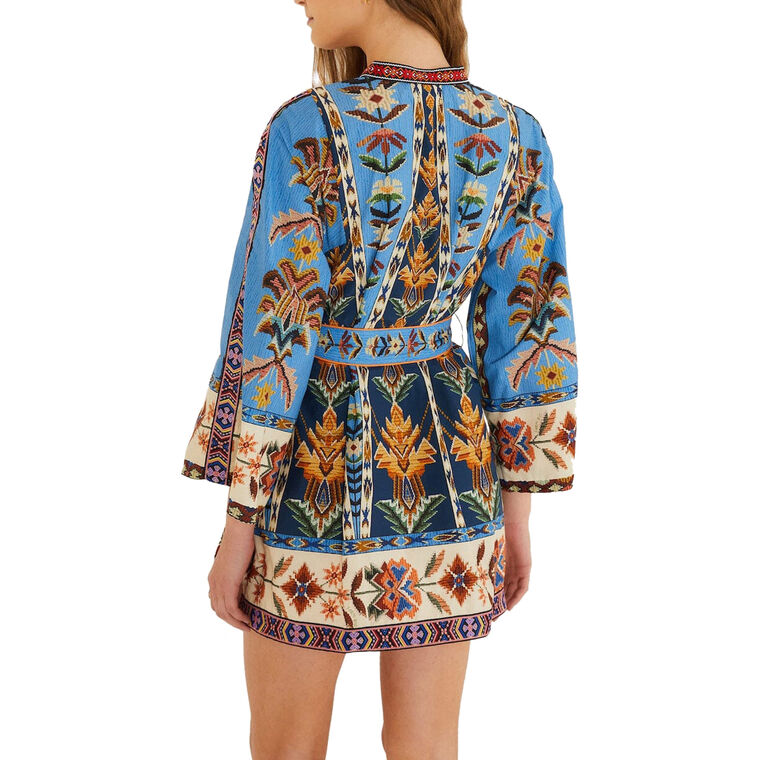 Embroidered Tapestry Organic Cotton Mini Dress image number null