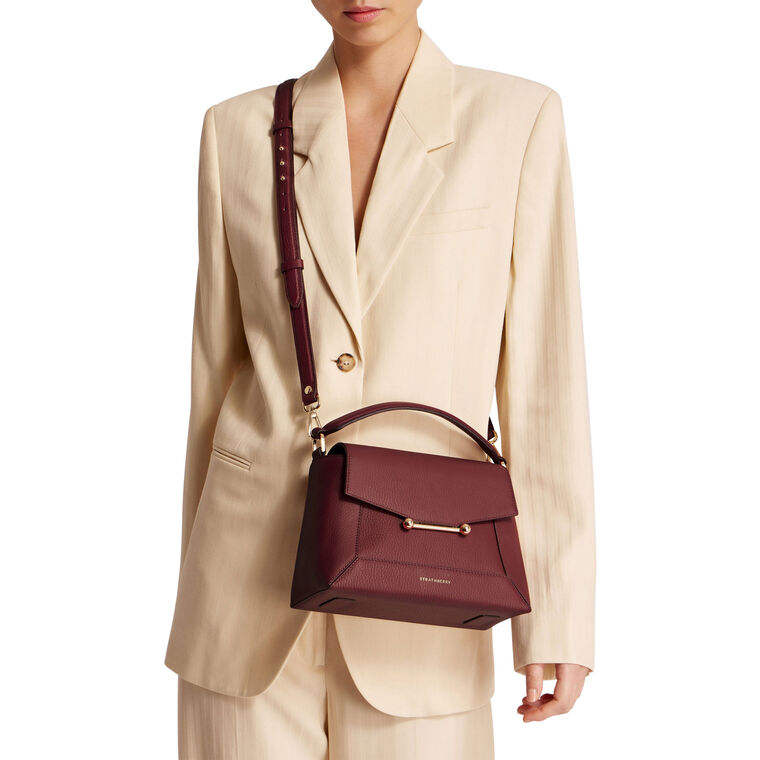 Mosaic Grain Leather Top Handle Bag image number null
