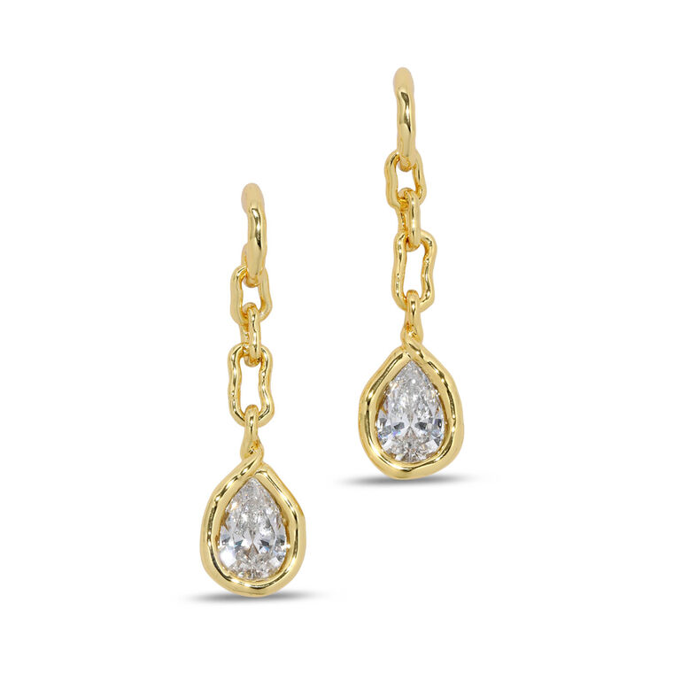 Asterales Gold Link Pear Drop Earrings image number null