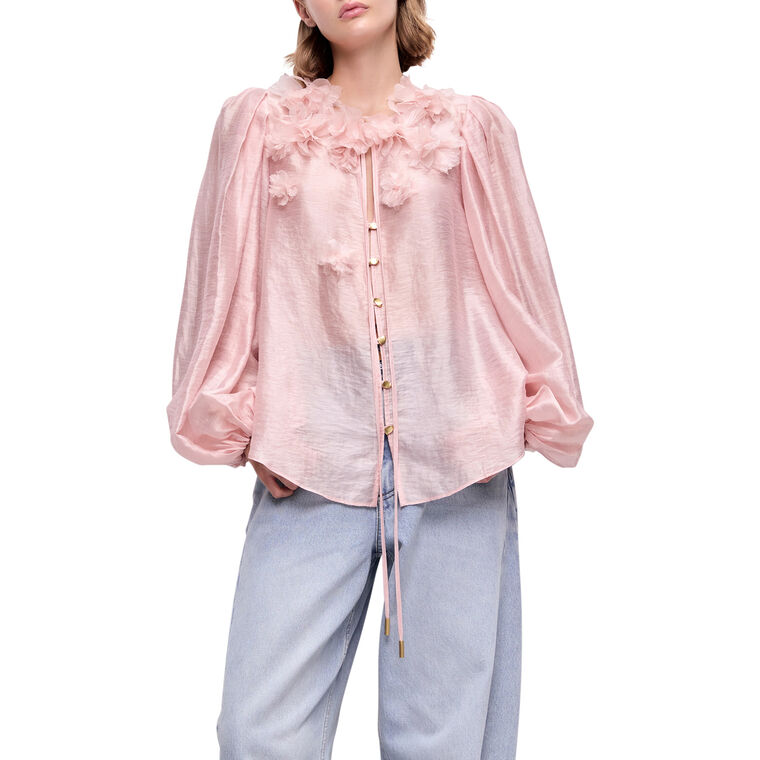 Demi Long Sleeve 3D Floral Blouse image number null