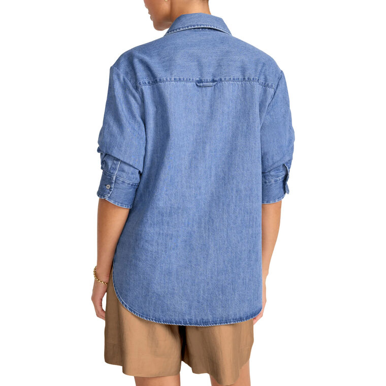 Pia Scrunched Sleeve Denim Shirt image number null