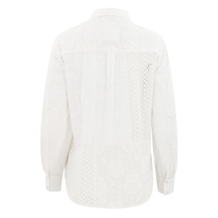 Streep Patchwork Embroidery Shirt image number null