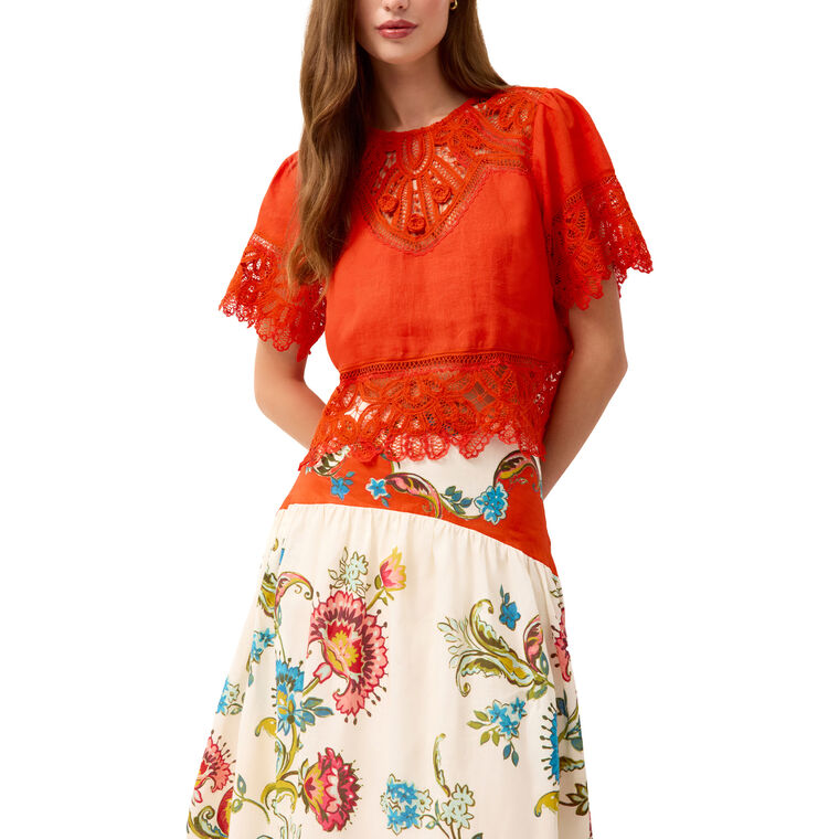 Kourt Short Sleeve Lace Detail Top image number null