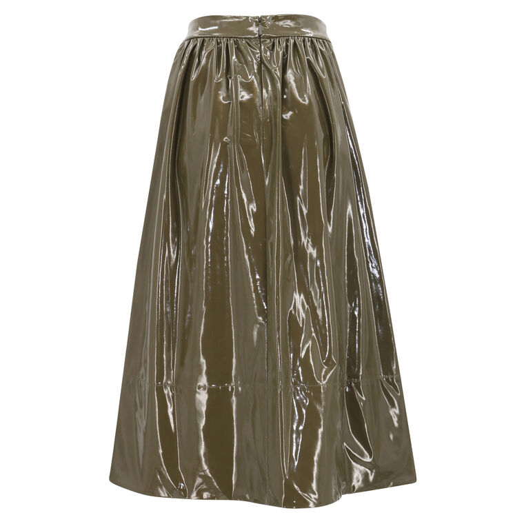 Stretch Patent Smocking Waistband Full Skirt image number null