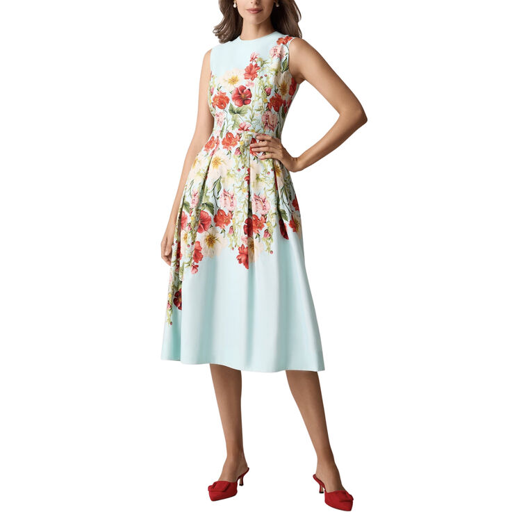 Floral Cotton Sleeveless Daytime Fit And Flare Dress image number null