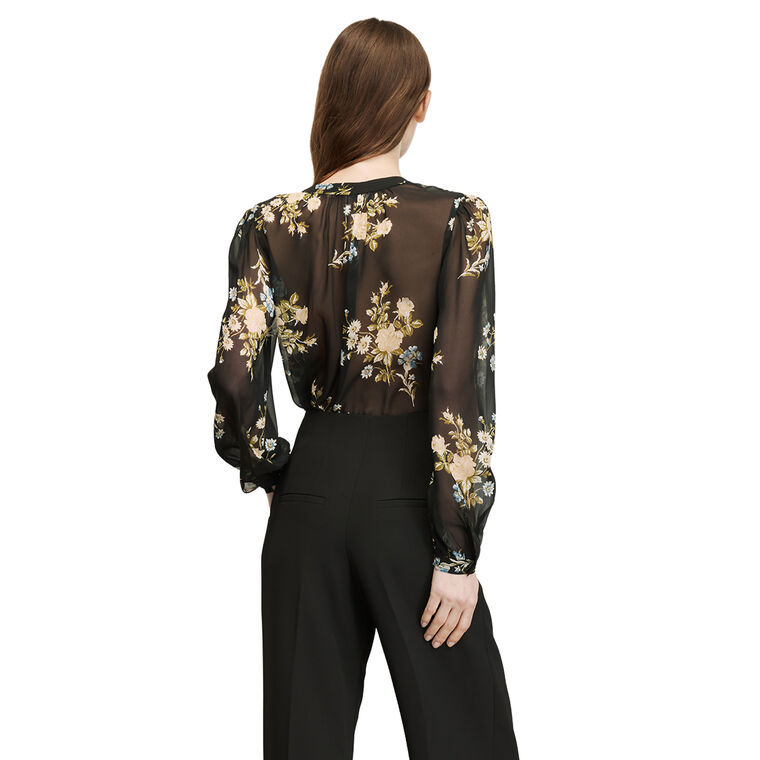 Ashlynn Long Sleeve Silk Button-Down Blouse image number null