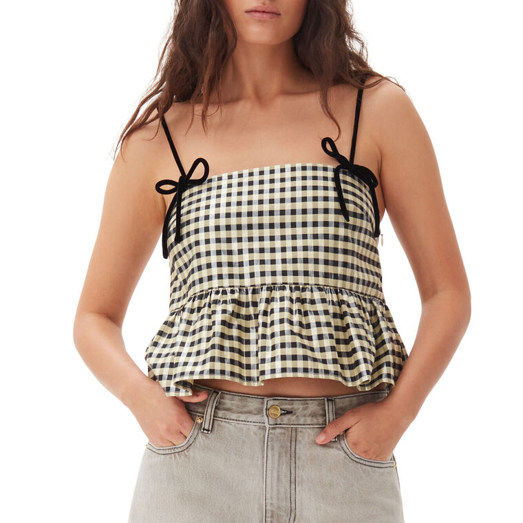 Ganni Shiny Check Jacquard Top | Tootsies