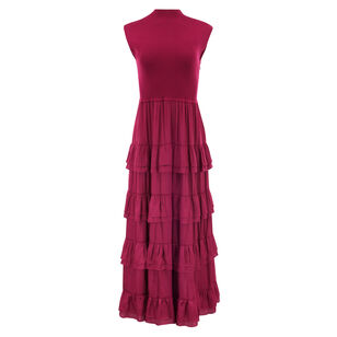 Klea Mixed Media Multi Tier Midi Dresss