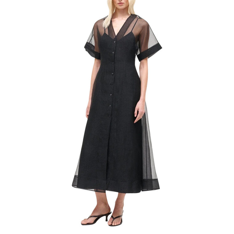 Ellie Short Sleeve A-Line Organza Midi Dress image number null