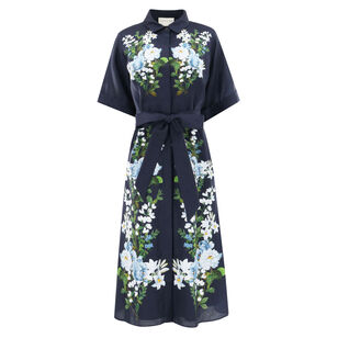 Joy Cuffed Sleeve Belted Midi Dress