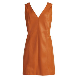 Violette Sleeveless V-Neck Vegan Leather Mini Dress