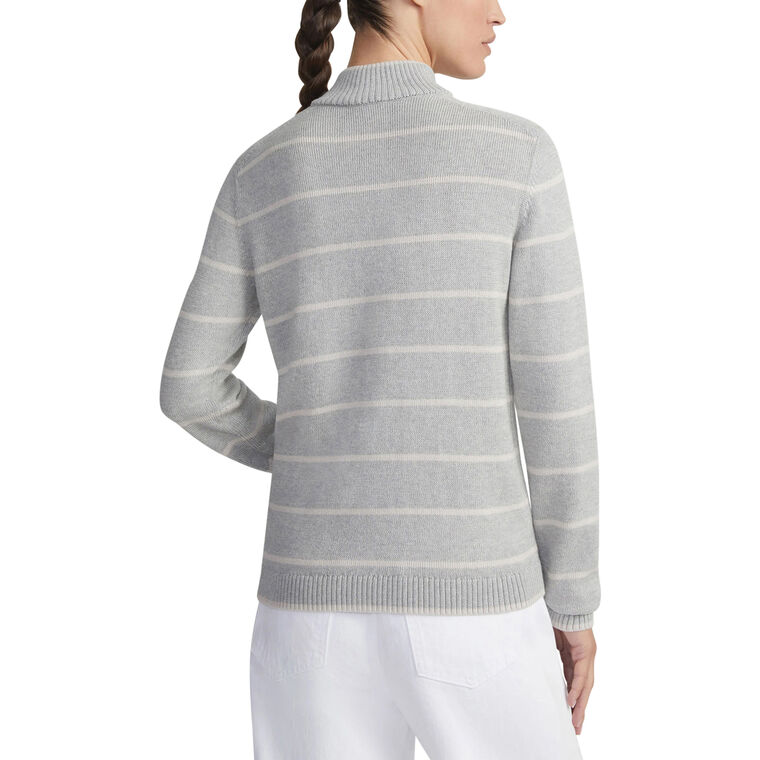 Stripe Cotton-Silk Stand Collar Cardigan image number null