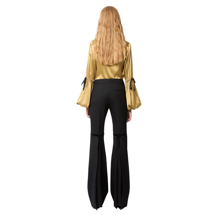 Flared Wool Gabardine Pants With Bow Details image number null
