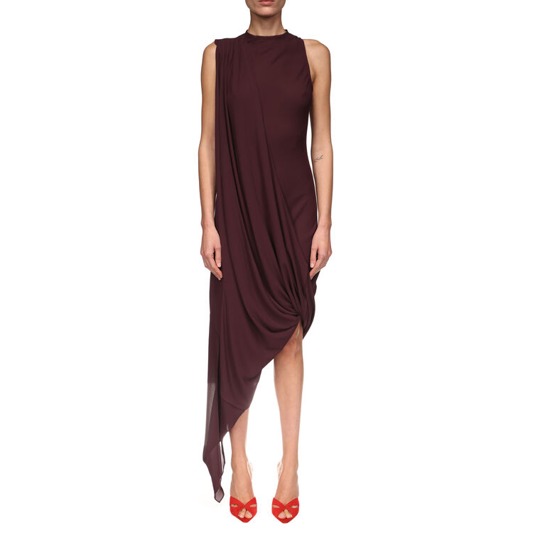 Asymmetric Drape Georgette Midi Dress image number null