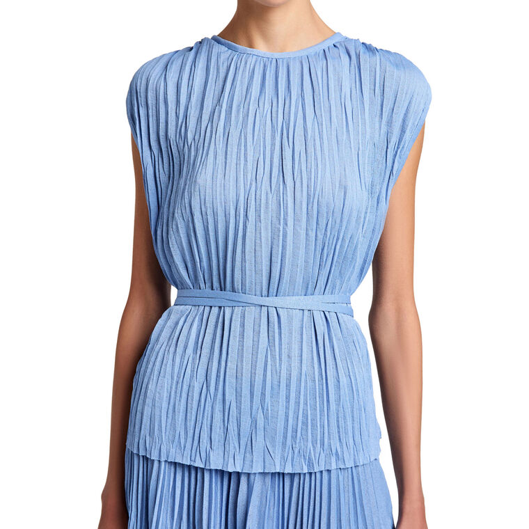 Lyra Belted Sleeveless Top In Pleated Jersey image number null
