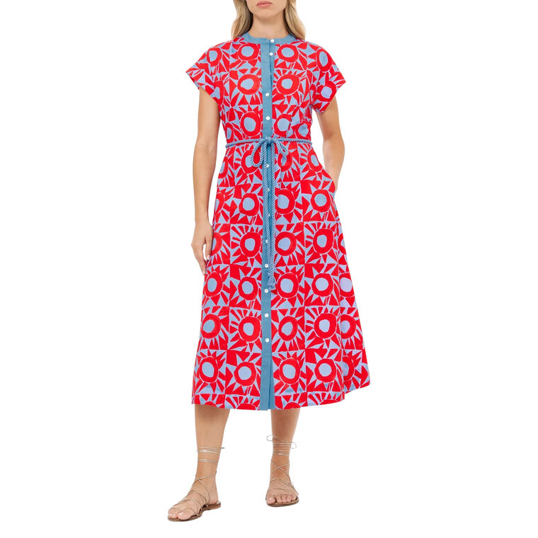 Cap Sleeve Midi Shirt Dress image number null
