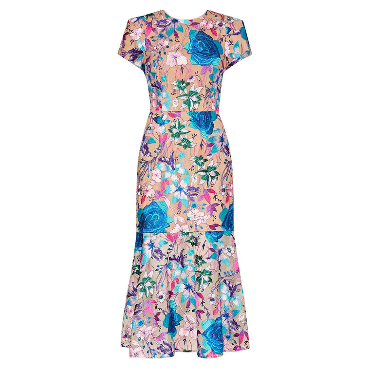 Tahlia Fall Floral Embroidered Dress image number null