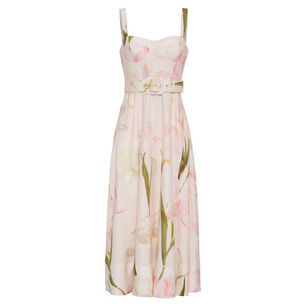 Calypso Sleeveless Bustier Belted Midi Dress