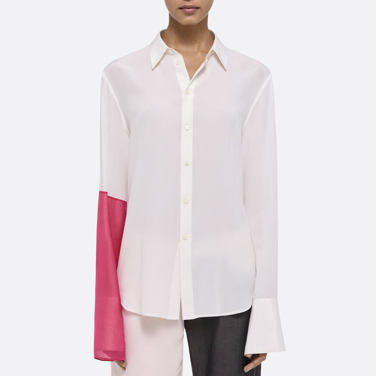 Combo Button-Front Silk Shirt image number null