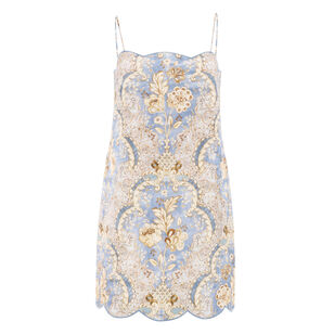 Daylight Sleeveless Scalloped Linen Mini Dress