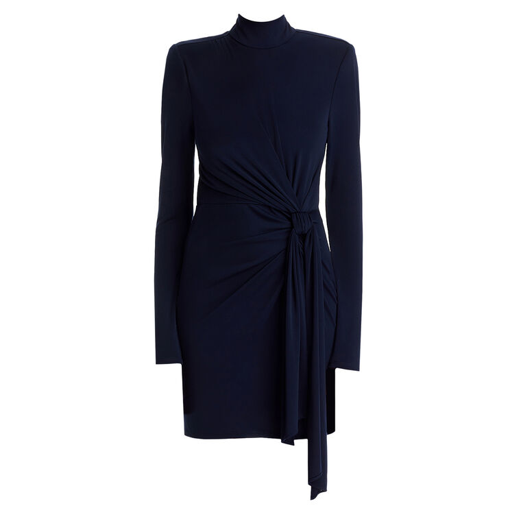 Joelene Knot Front Long Sleeve Knit Mini Dress image number null
