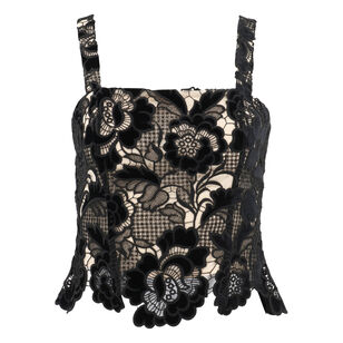 Tiramisu Velvet Lazer Cut Lace Top