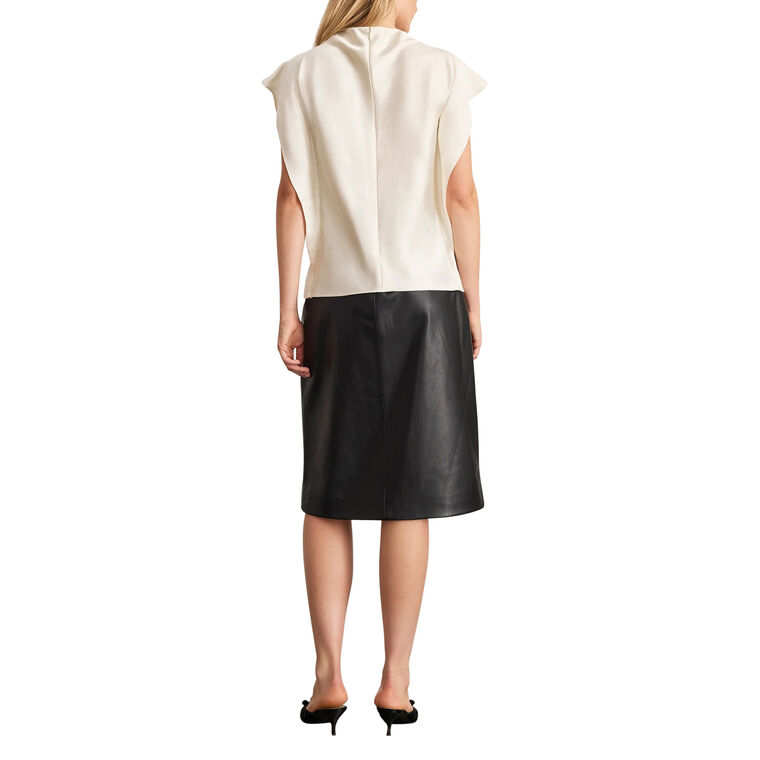 Amance Faux Wrap Leather Skirt With Side Slit image number null