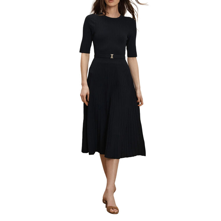 Elthea Short Sleeve Belted Knit Midi Dress image number null