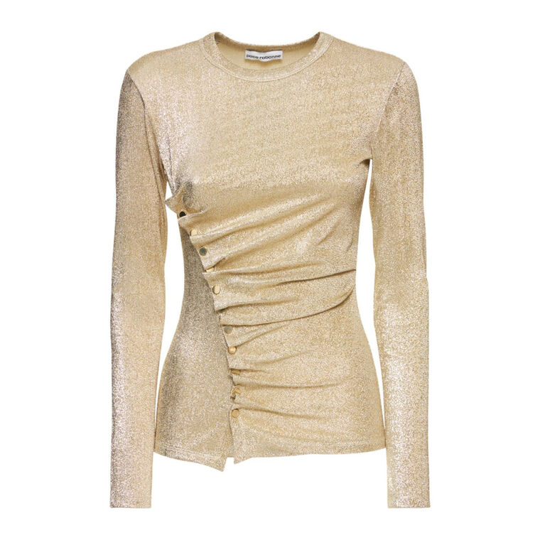 Long Sleeve Drape Pression Side Button Top image number null