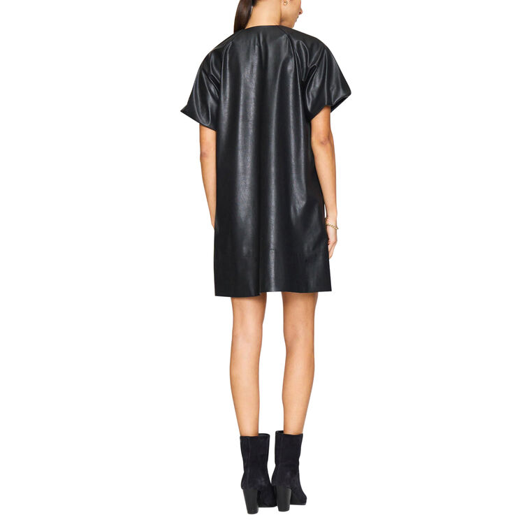 The Hattie Short Sleeve Vegan Leather Mini Dress image number null