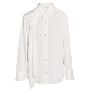 Draped Scarf Tie Long Sleeve Blouse