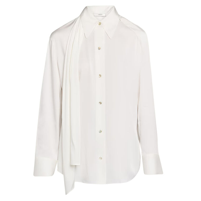 Draped Scarf Tie Long Sleeve Blouse image number null