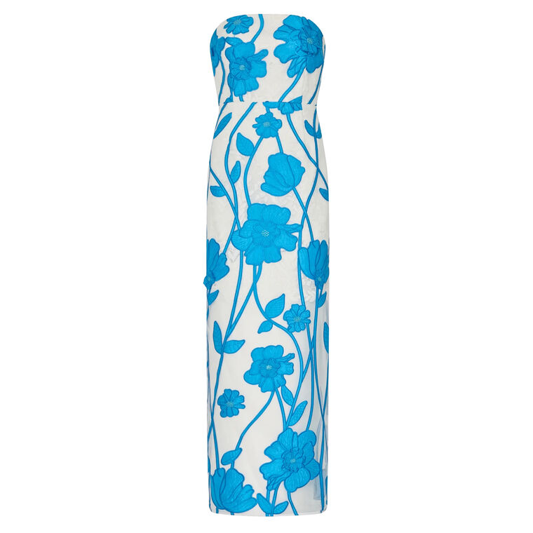 Magnolia Grand Fleur Embroidered Lace Strapless Maxi Dress image number null