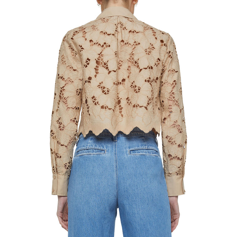 Seychelle Lace Cropped Buttondown Blouse image number null