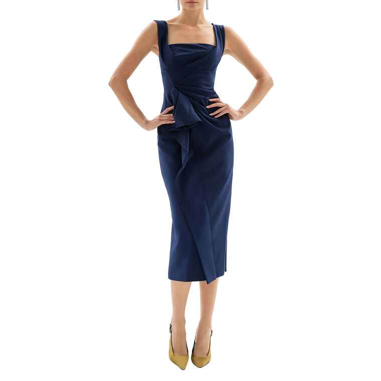 Mia Sleeveless Draped Body Midi Dress image number null