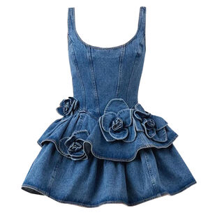 Devyn Saxe Denim Sleeveless Ruffle Mini Dress