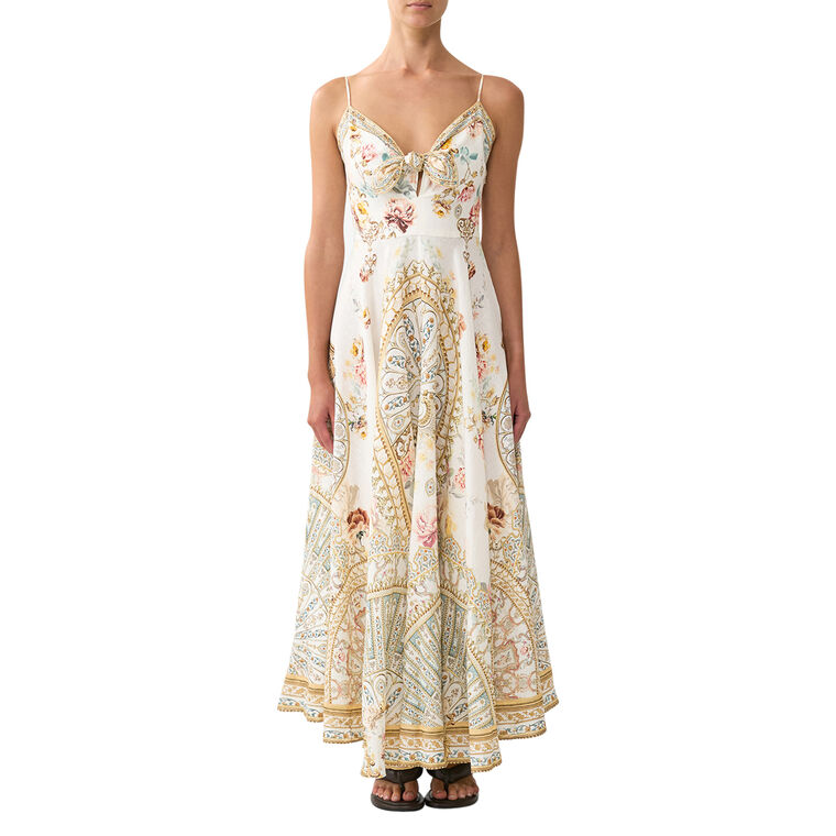 Sleeveless Long Dress With Tie Front image number null