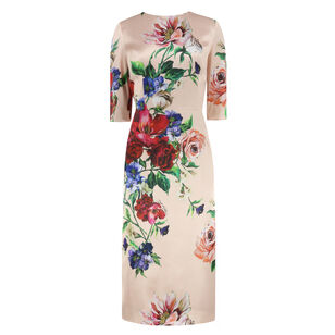 Floral Satin Midi Dress