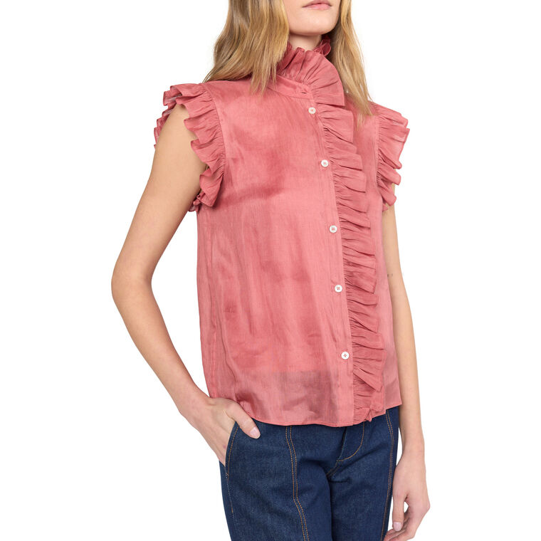 Marfa Cap Sleeve Silk Organza Top image number null