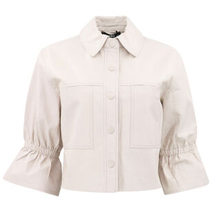 Carolina Cropped Ruffle Sleeve Jacket