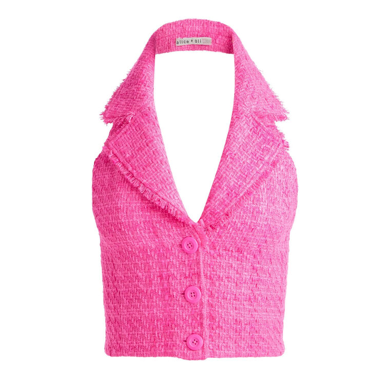 Meri Tweed Cropped Halter Vest image number null