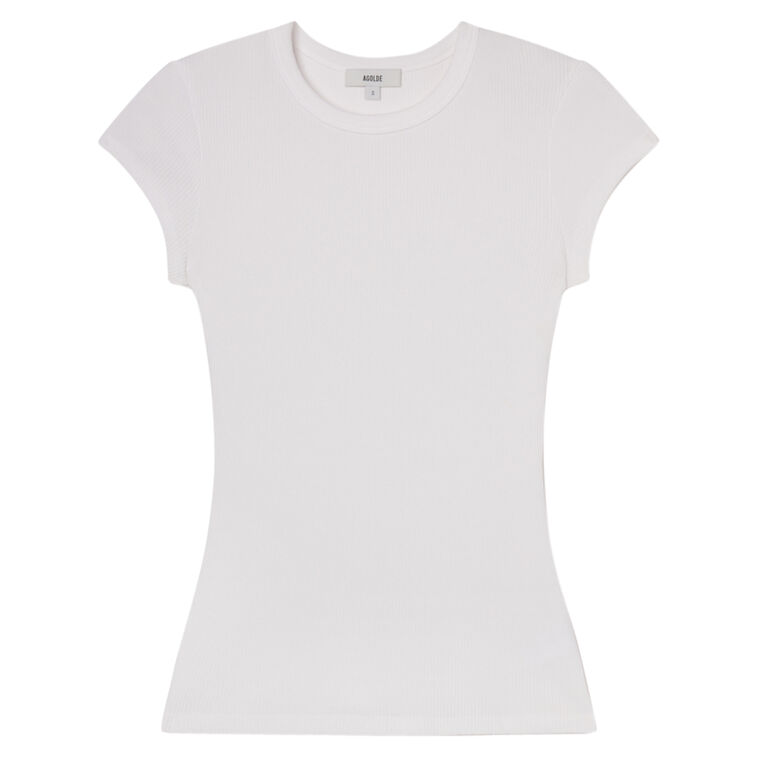 Edison Cap Sleeve Rib Knit Tee image number null