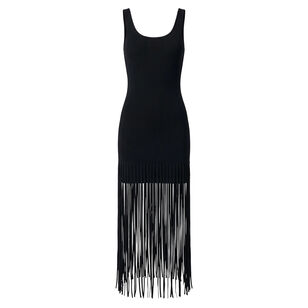 Roxanne Sleeveless Scoop Neck Fringe-Hem Mini Dress